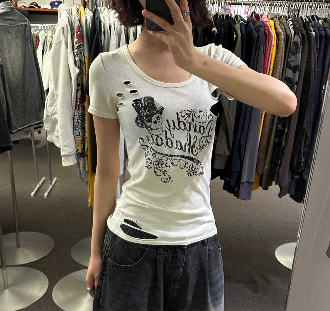 M)Japanese vintage y2k 스컬 트임 반팔 상품이미지1