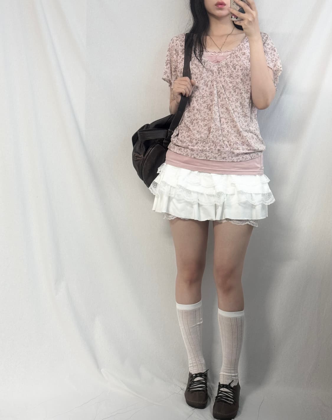 미니 플라워 패턴 러플 슬리브티 상품이미지3