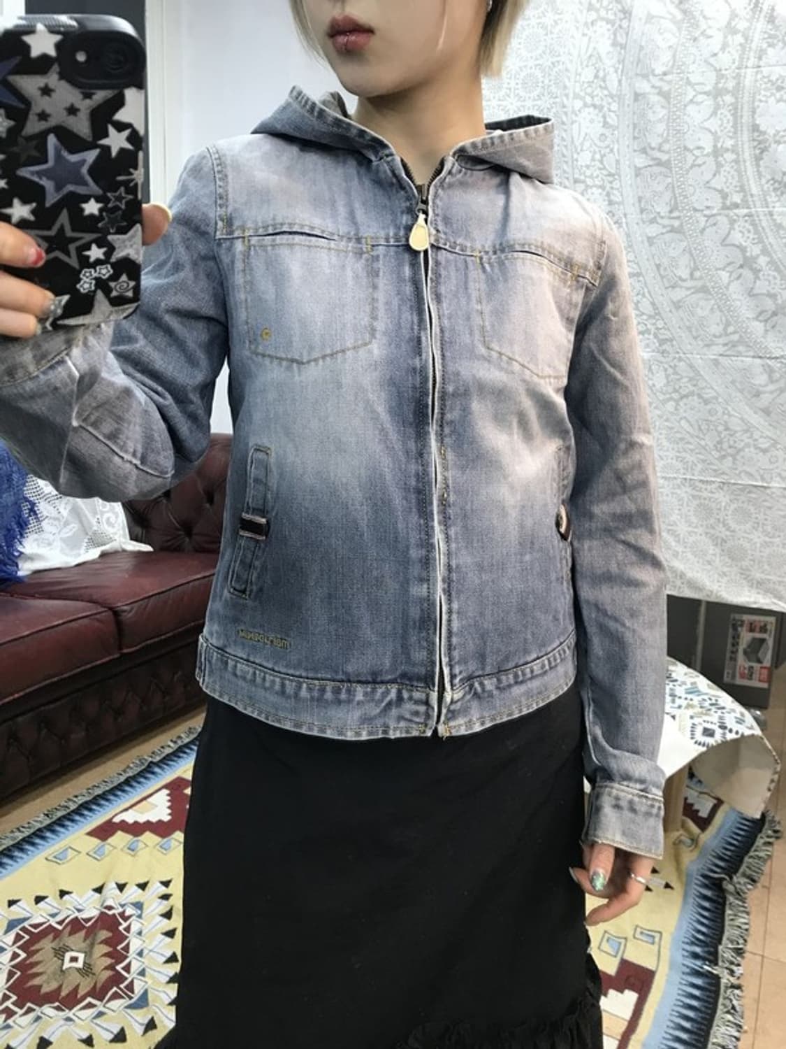 MARU DENIM 빈티지 워싱 후드 데님자켓 상품이미지1