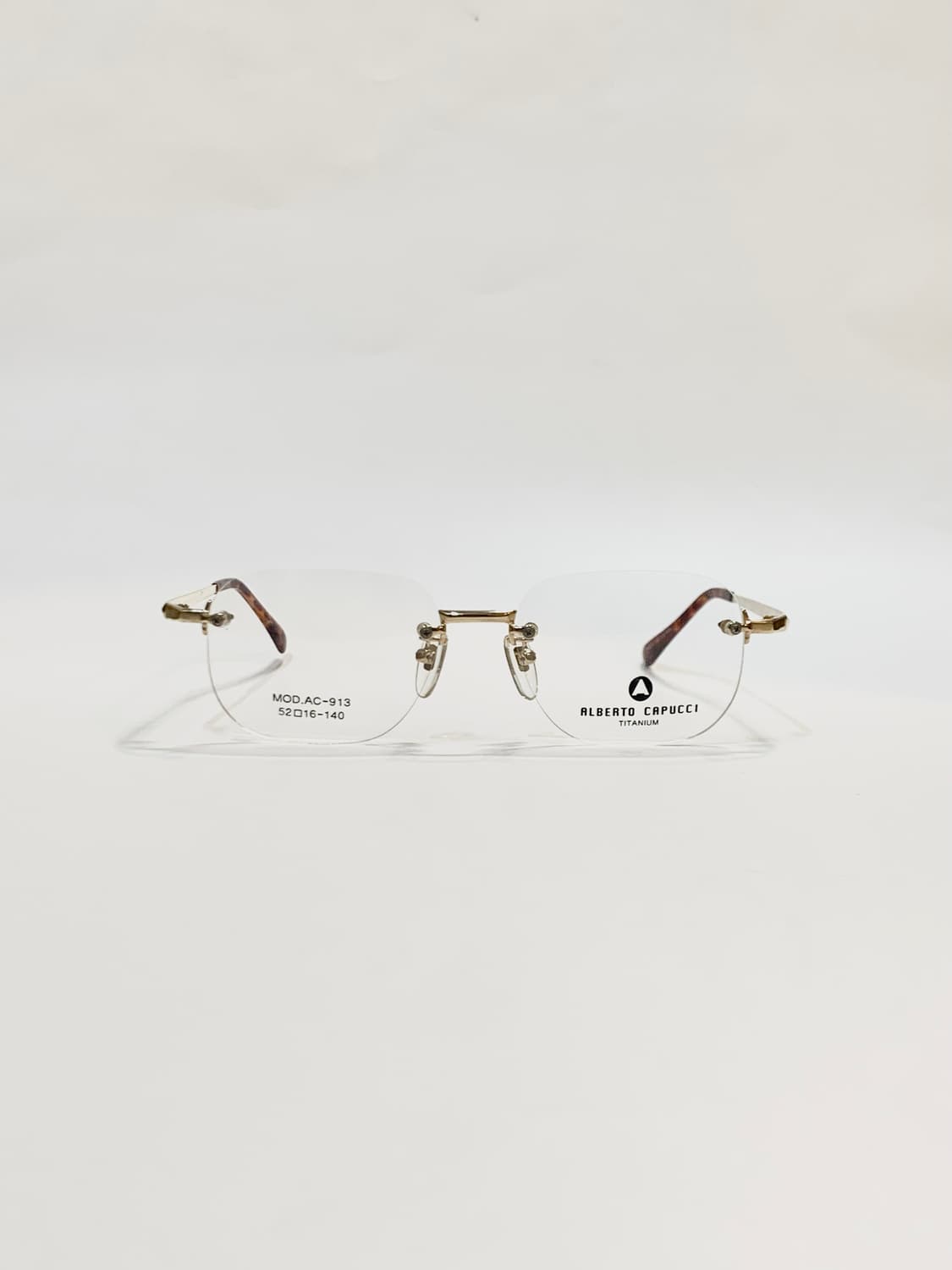 [픽키-676] 무테 사각 골드 메탈 안경 호피 템플팁 가벼운 티타늄 상품이미지5