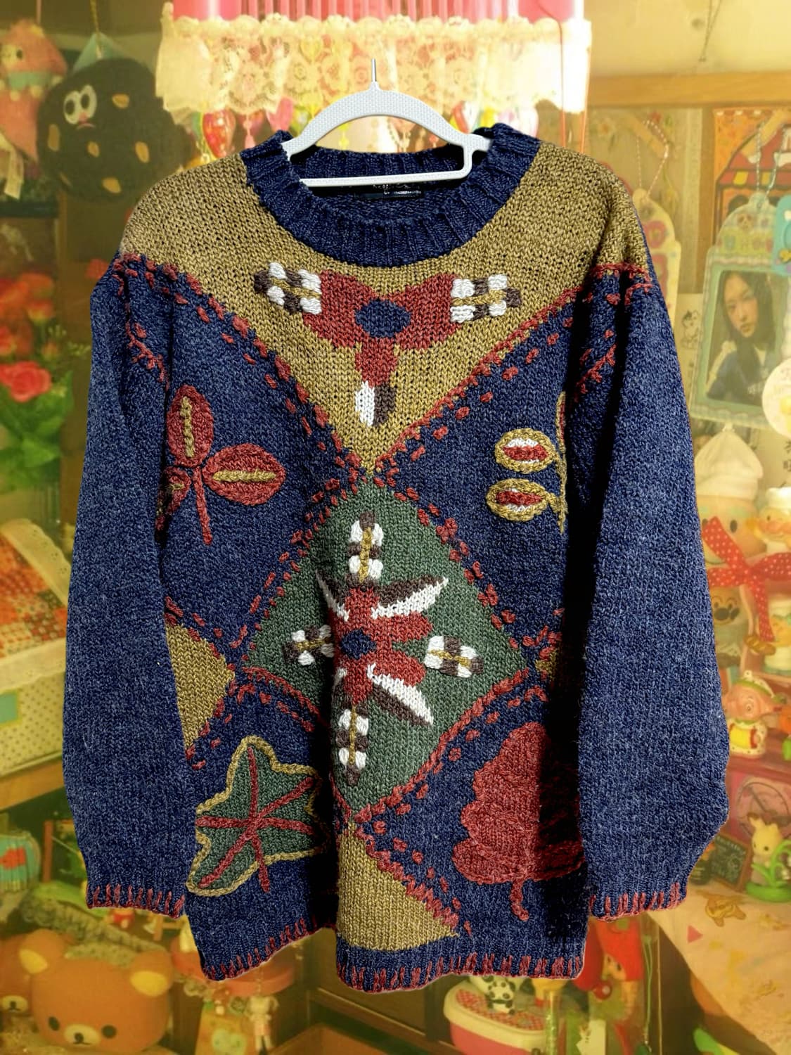 빈티지 오버핏 패치워크 니트 상품이미지1