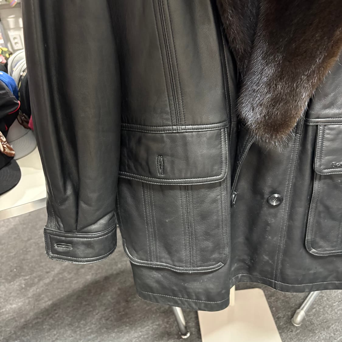 빈티지 양가죽 밍크퍼 롱레더코트 상품이미지4