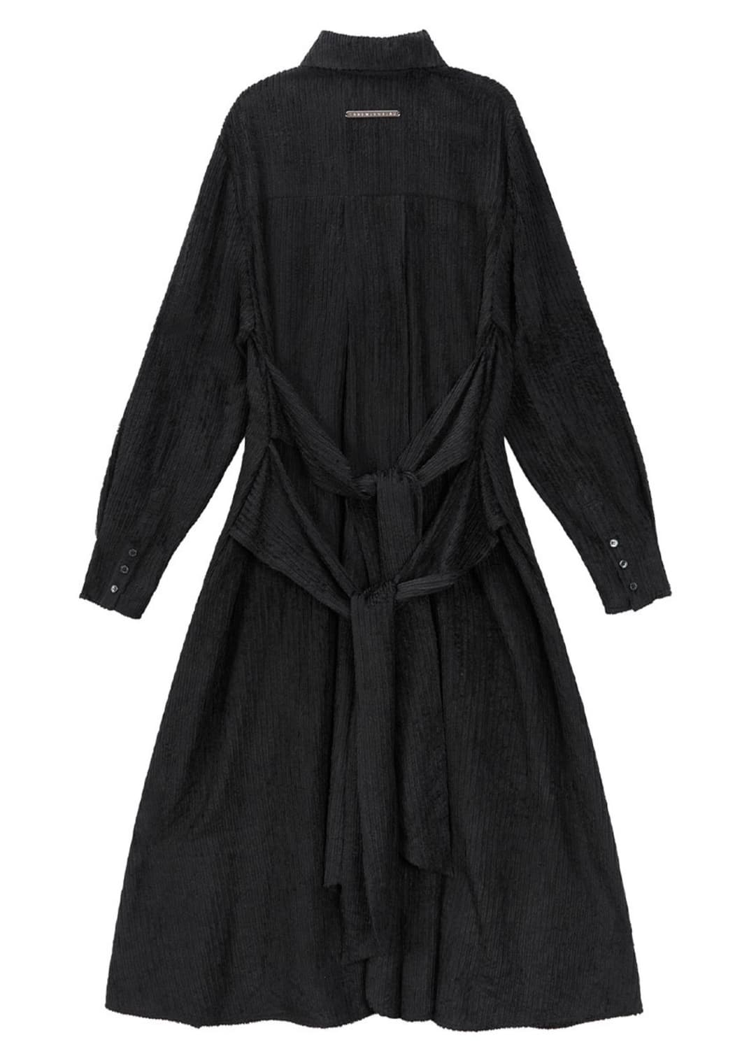 트리밍버드 스트라이프 스트랩 롱 셔츠 원피스 블랙 상품이미지2