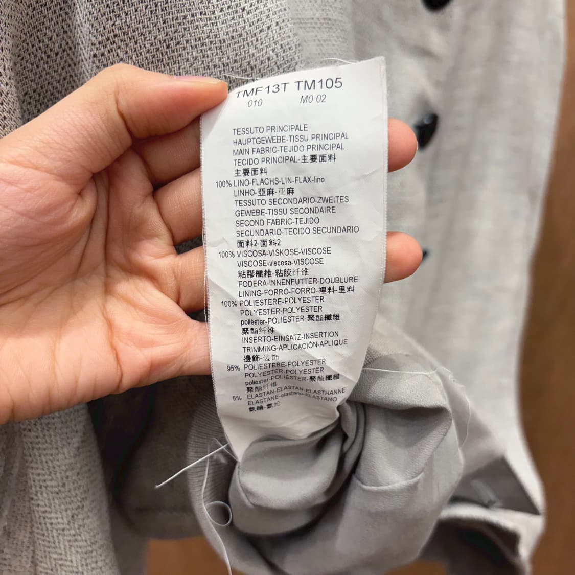 아르마니 꼴레지오니 린넨 혼방 자켓 미니 카라 셔링 밴드 디테일 멜란지 상품이미지7