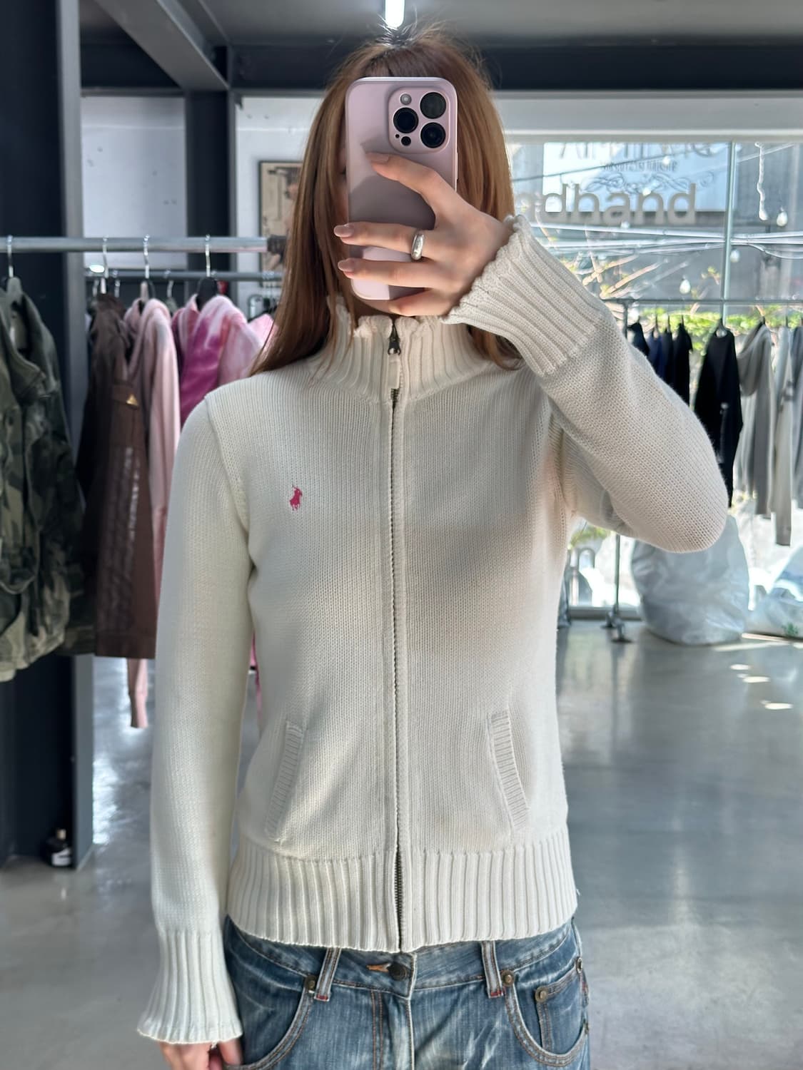 폴로랄프로렌 아이보리 핑크 니트집업 상품이미지3