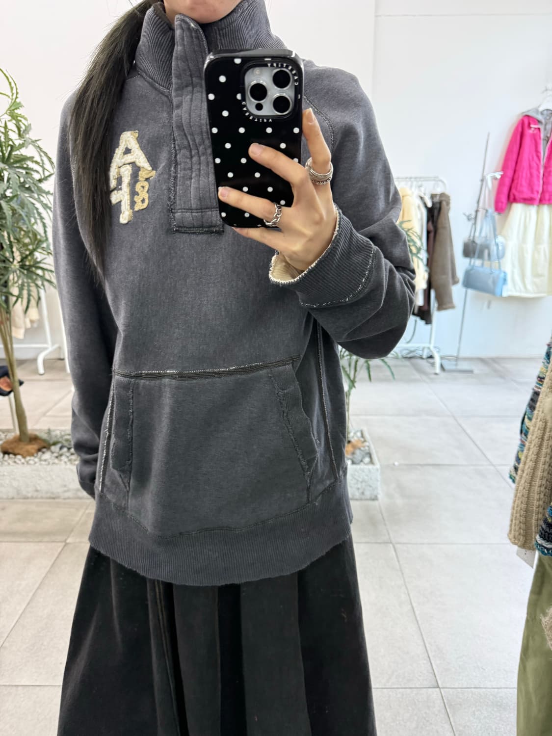 아베크롬비 머슬핏 워시드데님 차콜 블루 반집업 긴팔티 상품이미지2