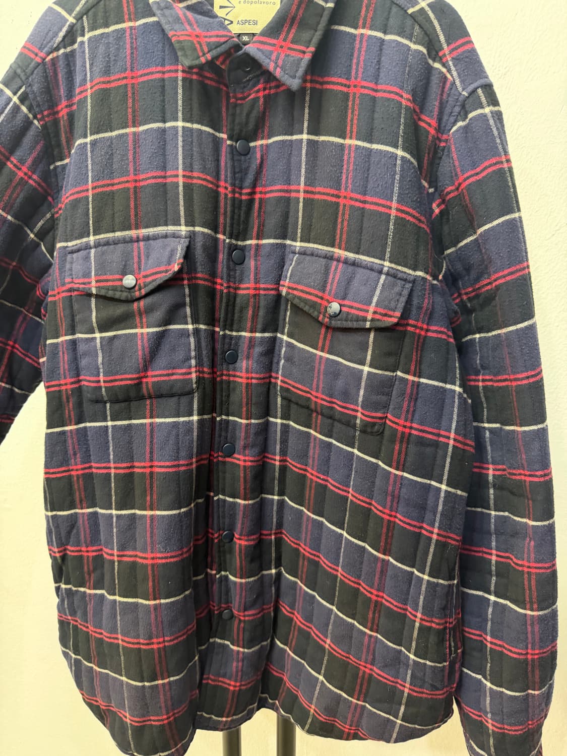 정품) ASPESI 아스페시 남성 체크 퀼팅 셔츠형 자켓 XL  상품이미지3