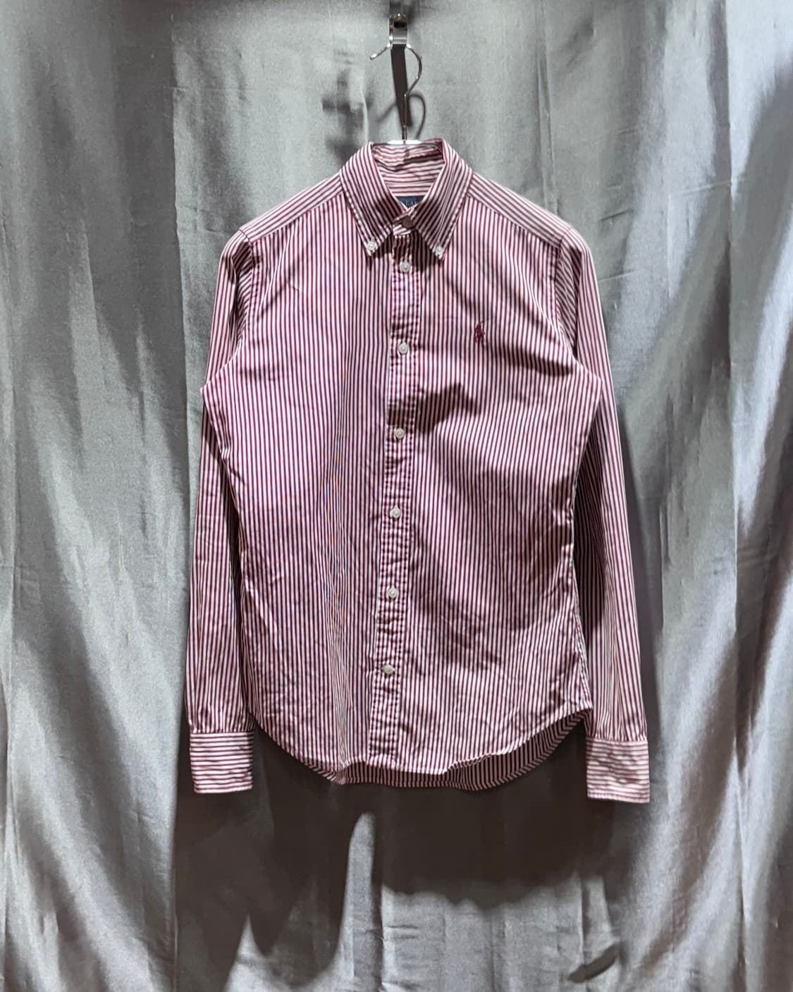 2 폴로랄프로렌 우먼스 버건디 스트라이프 셔츠 상품이미지2