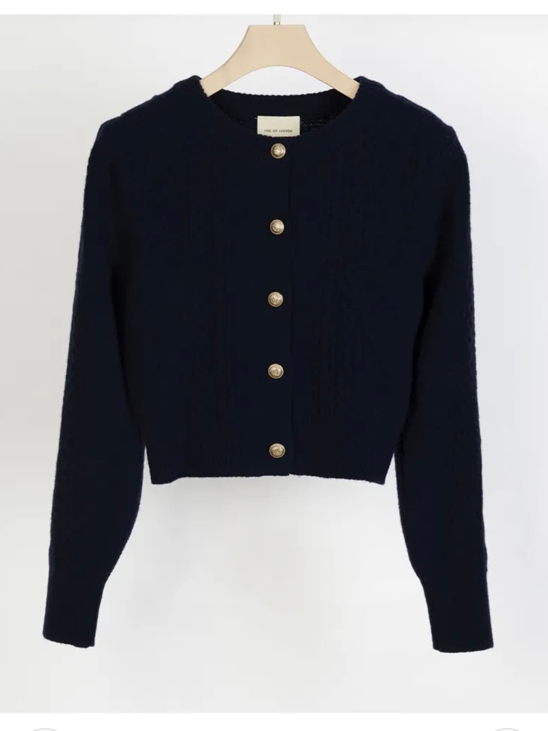 해바이해킴 슈퍼파인울 케이블 니트 가디건 S 네이비 상품이미지4