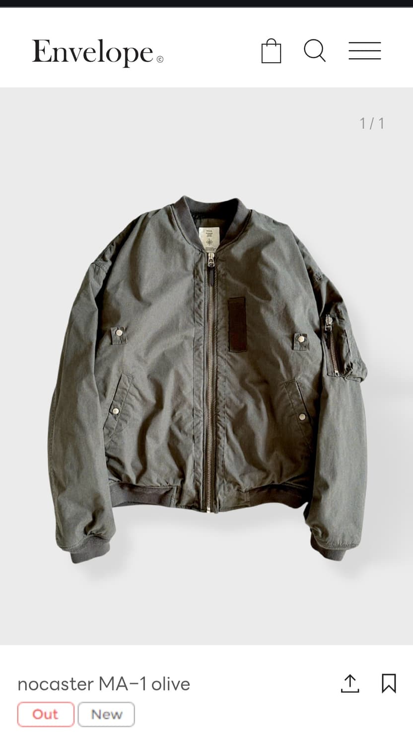 엔벨로프 노캐스터 ma-1 올리브 3사이즈 판매합니다. 상품이미지1