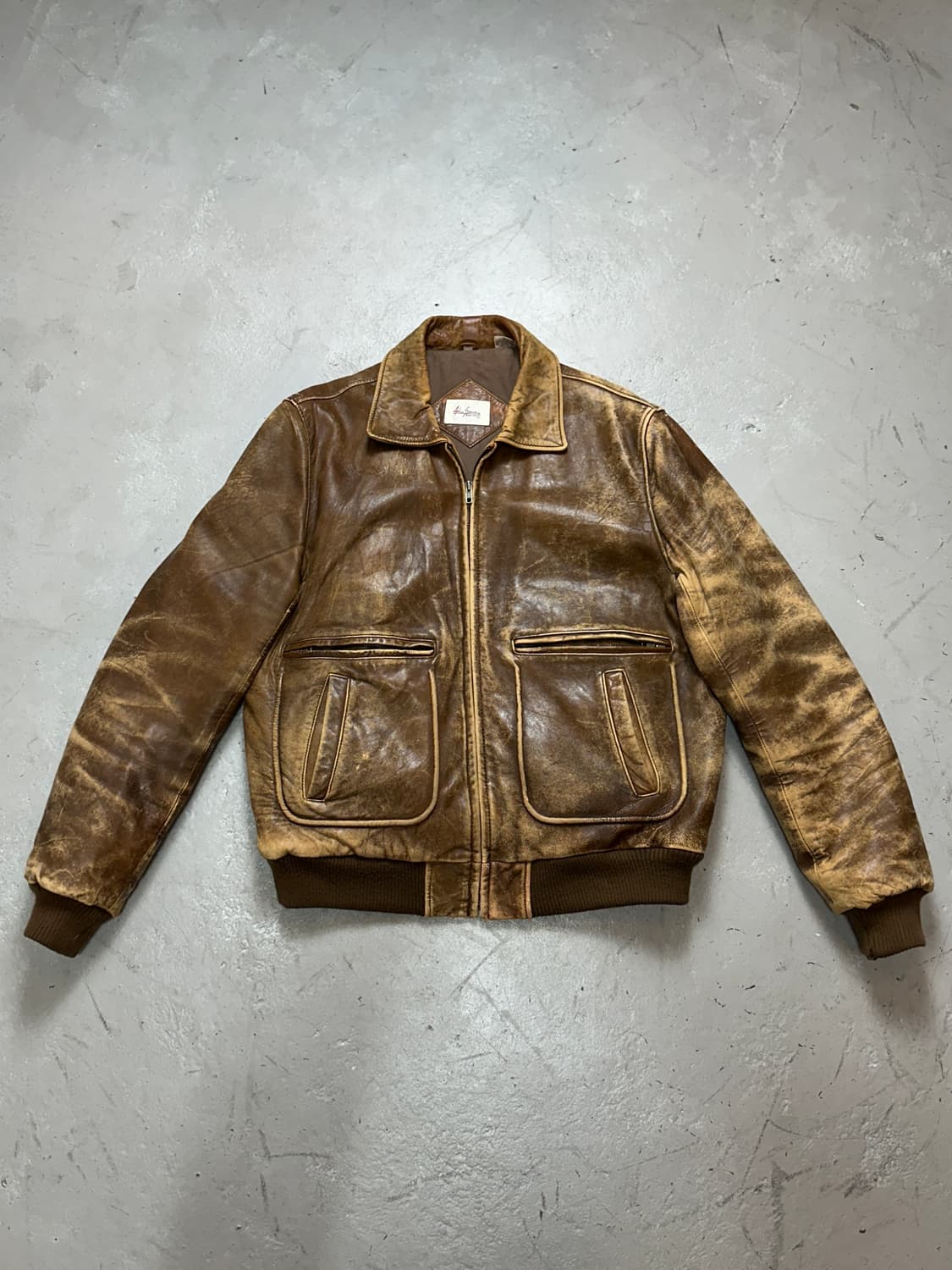 90's 디스 레더 봄버 자켓 빈티지 봄버 가죽 자켓 상품이미지1