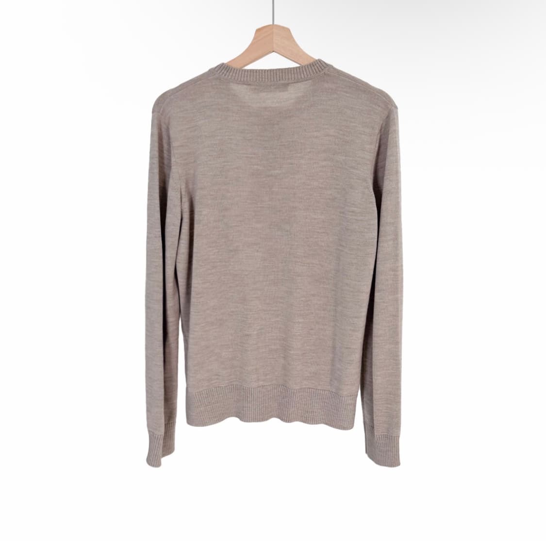 [L] 메종키츠네 여성 폭스헤드 패치 라운드넥 울 가디건 베이지 멜란지 상품이미지2