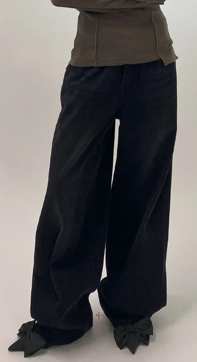 밀로우먼 빈티지 와이드 데님 팬츠 [블랙] 상품이미지4