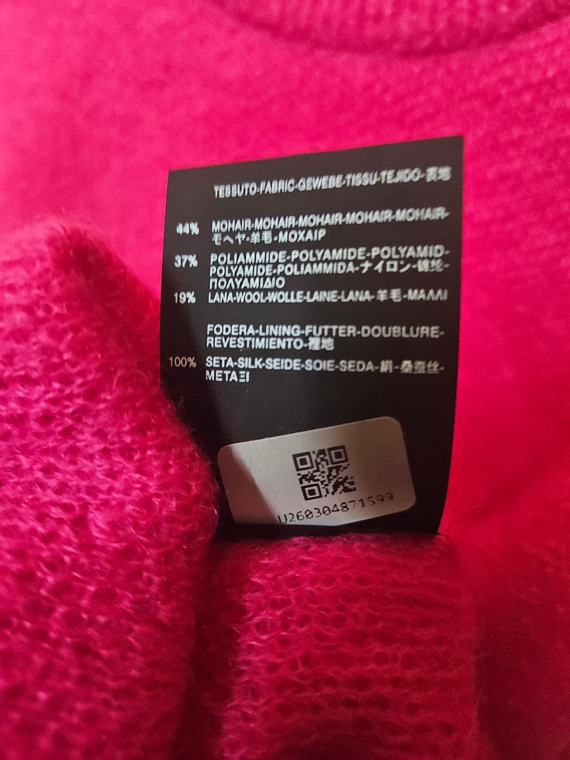 M 사이즈) 명품 생로랑 Saint Laurent 모헤어 니트 핫핑크 상품이미지4