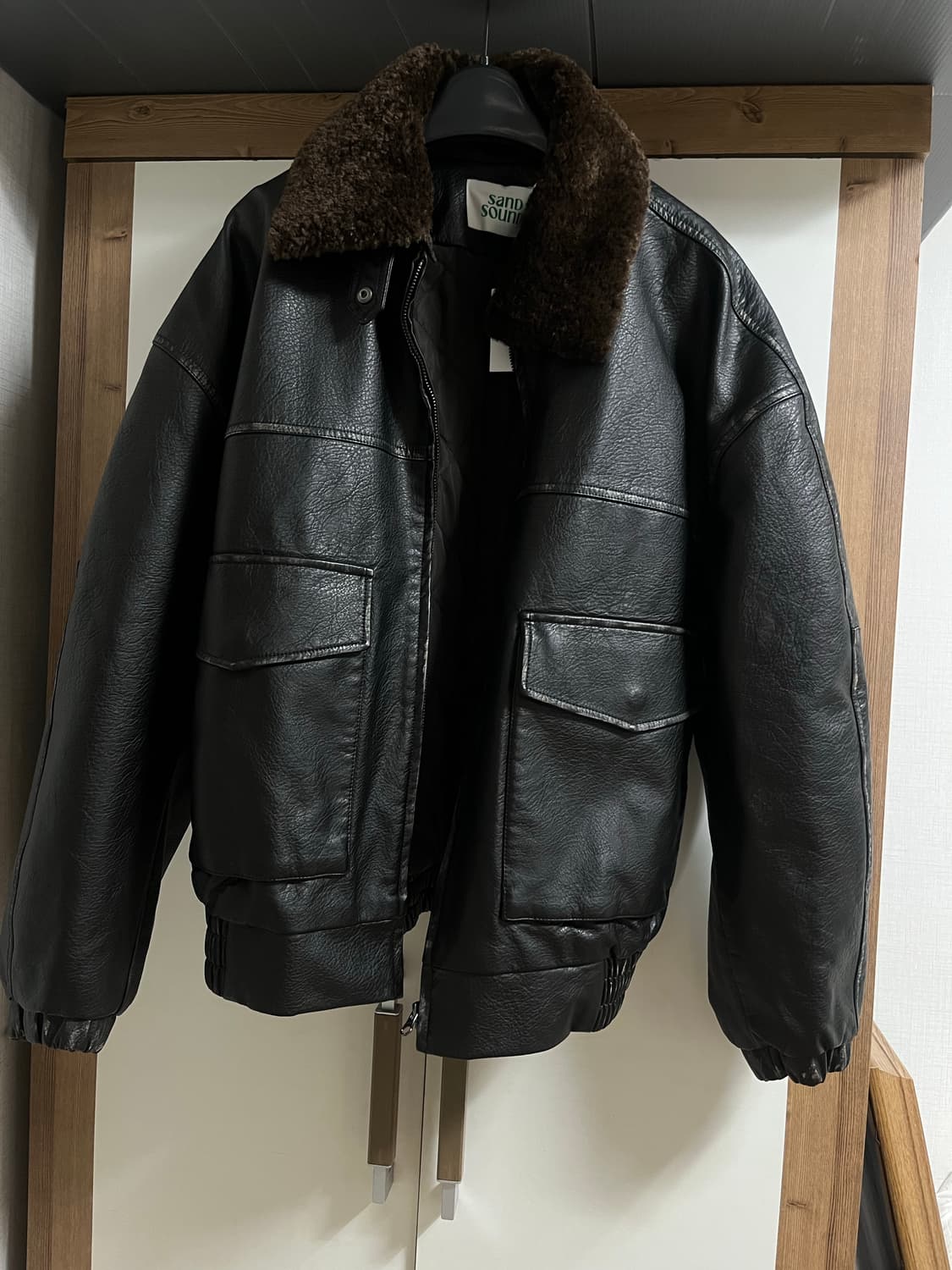 (새상품) 샌드 사운드 레더 블루종 블랙 상품이미지4