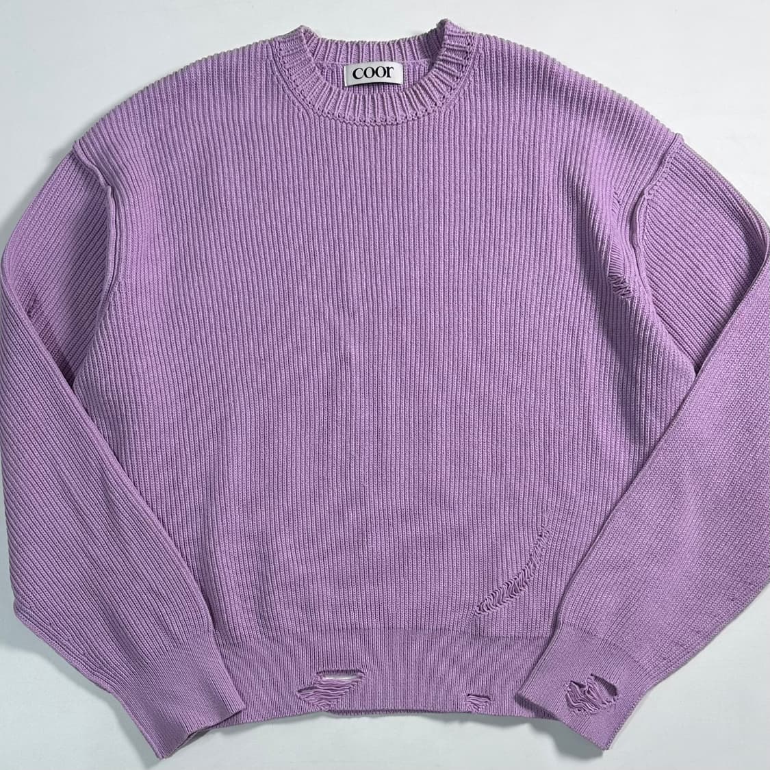 쿠어 연보라 디스트레스드 니트   상품이미지1