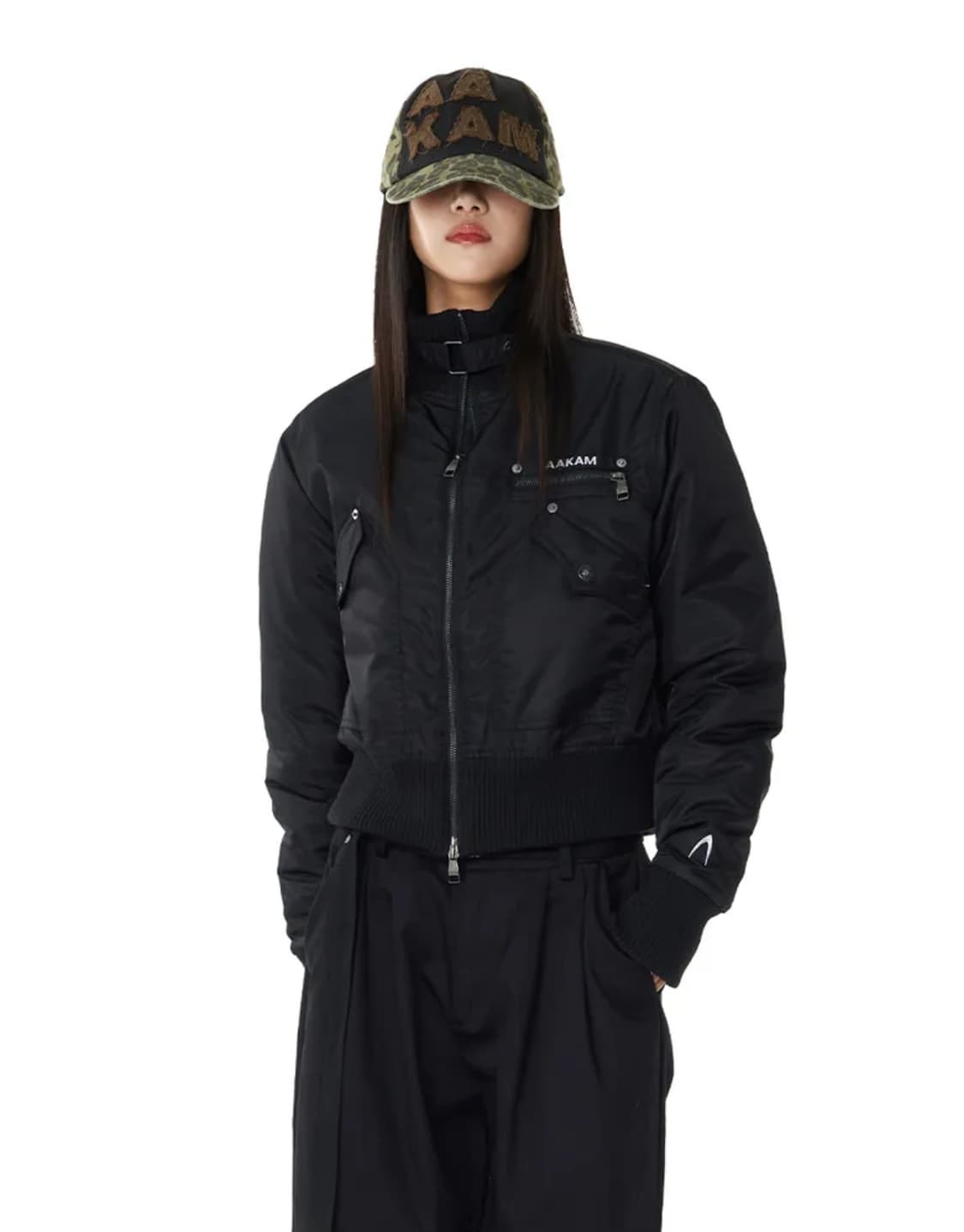 아캄 봄버 High-Neck Bomber Jacket (Black) 상품이미지3