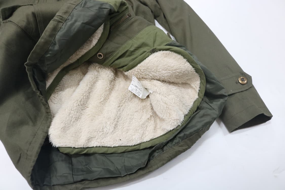 빈티지 카키 라쿤 퍼 후드 보아 안감 야상 점퍼 상품이미지6