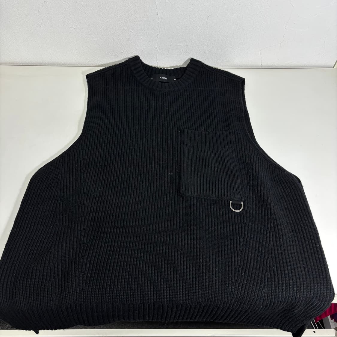 L 100 일꼬르소 블랙 울 케이블니트 베스트 상품이미지2