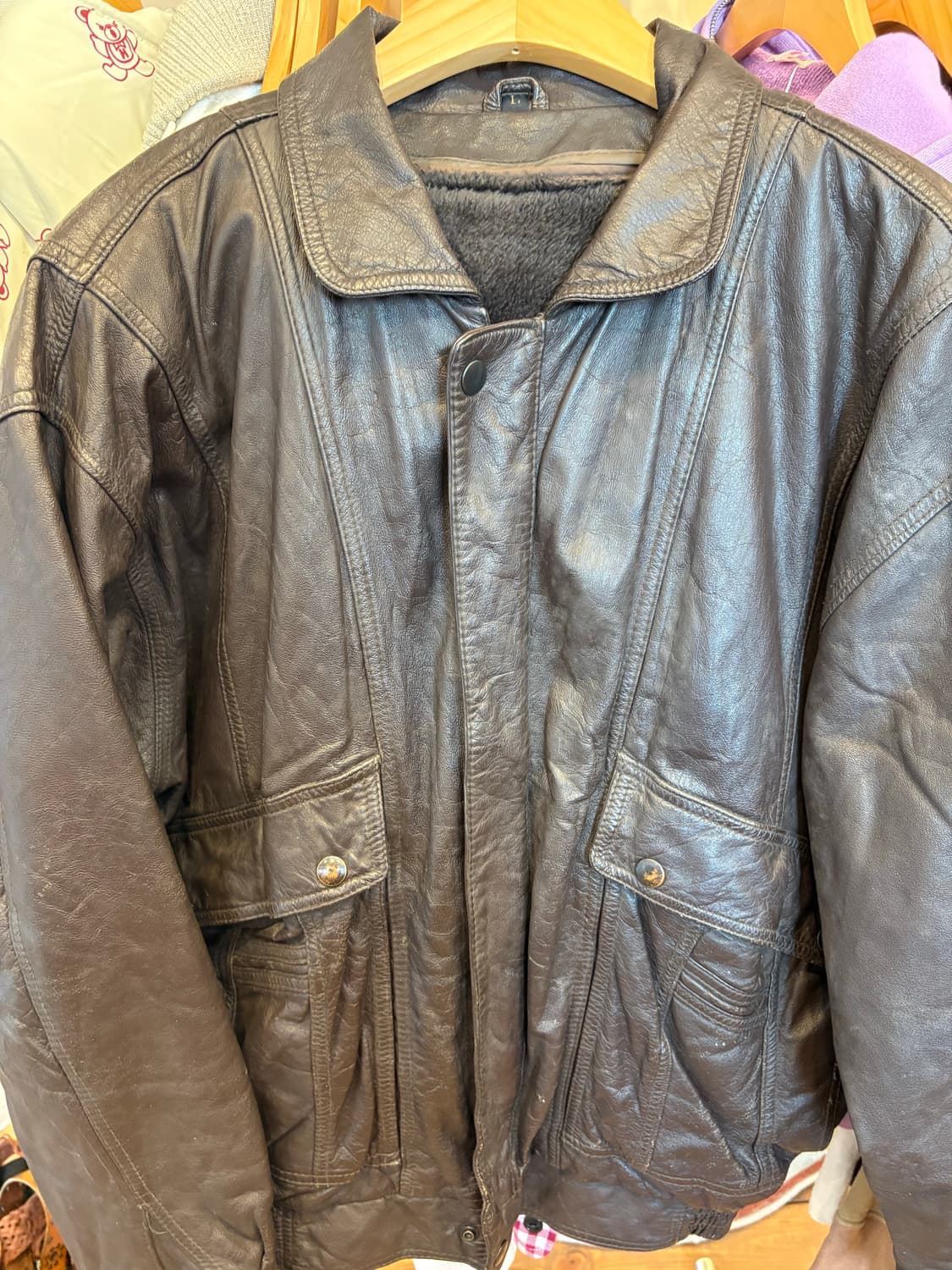 브라운 소가죽 봄버자켓 상품이미지9