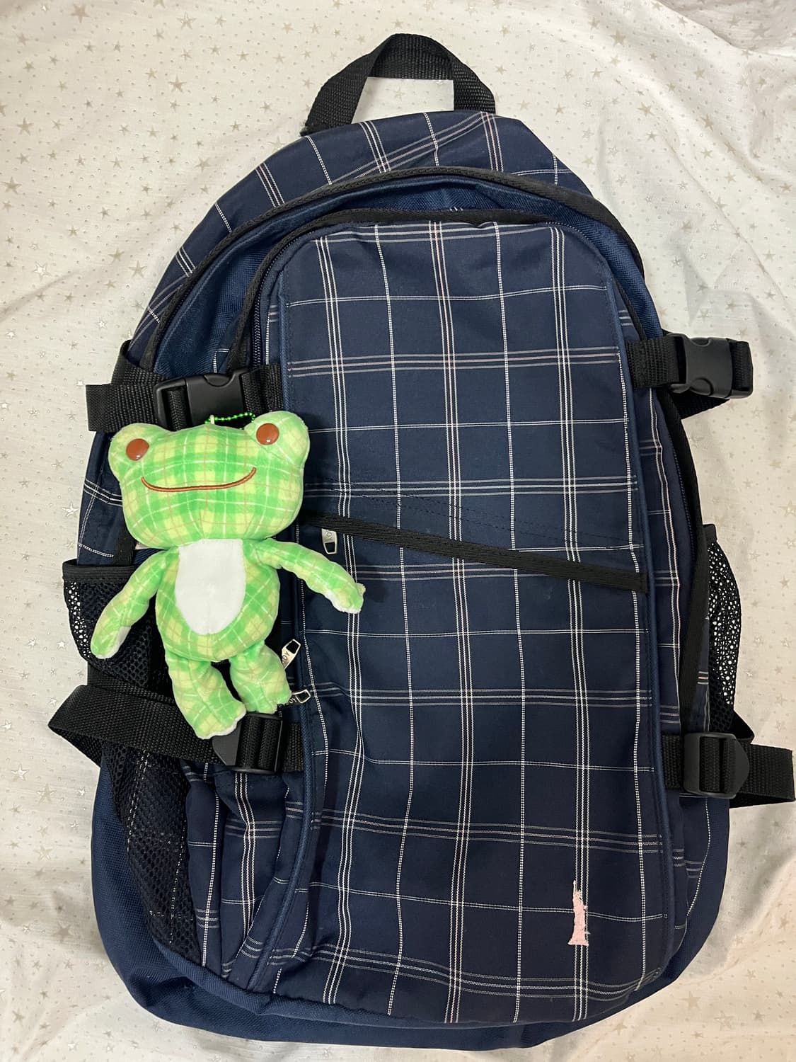 네이비 체크 백팩 + 피클더프로그 그린 🐸 상품이미지2