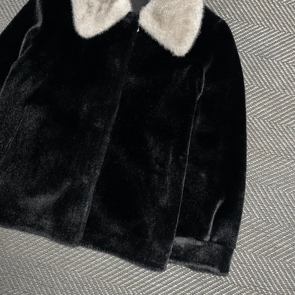 빈티지 아카이브 하이넥 배색 퍼 무스탕 자켓y 5186 상품이미지3