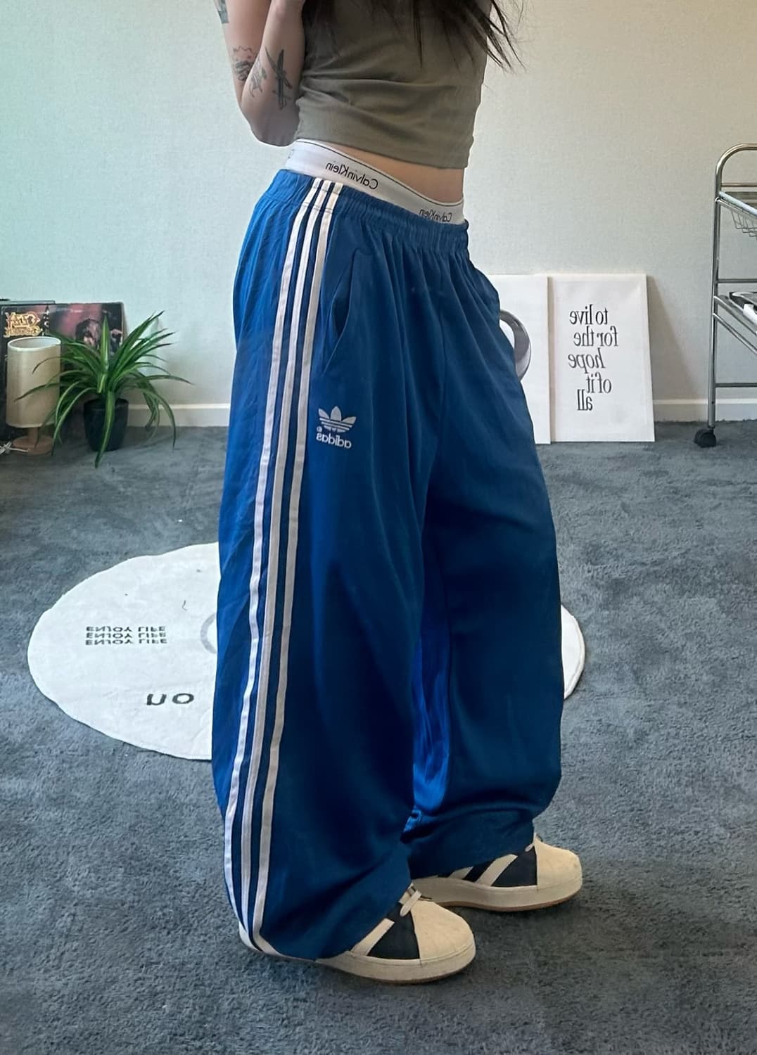 90s ADIDAS 파이어버드 블루 져지 트랙팬츠 상품이미지1