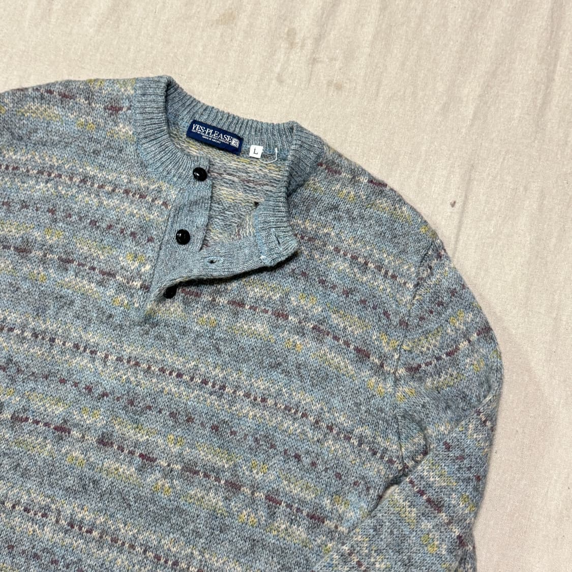 재팬 빈티지 에스닉 울 헨리넥 니트 L 상품이미지2