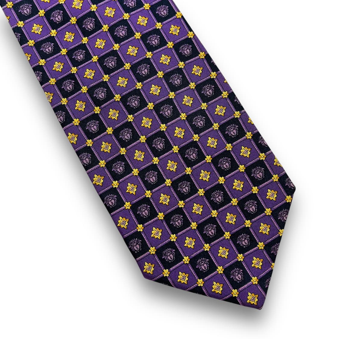 지아니 베르사체 90s 골드 메두사 고딕 퍼플 실크 넥타이 상품이미지3