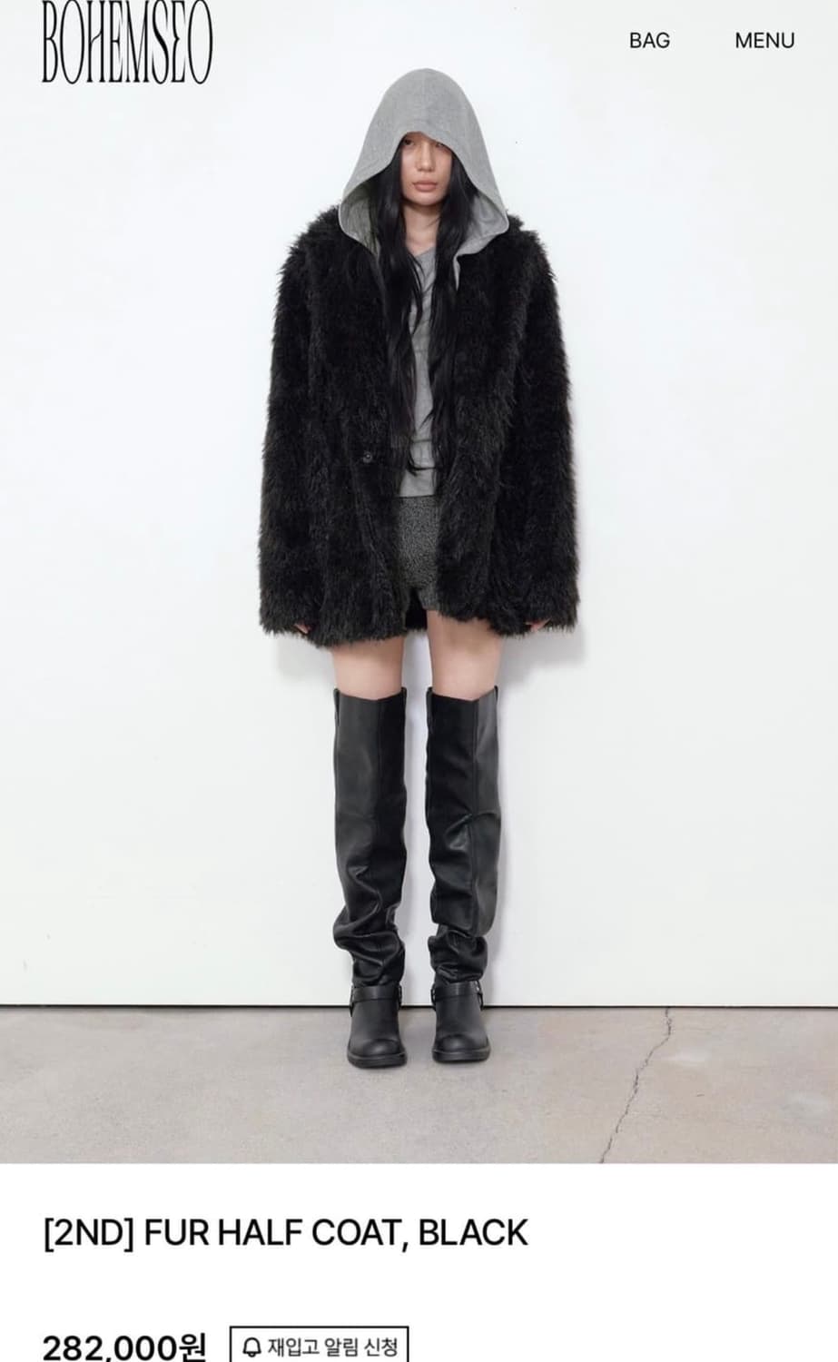 보헤미안서울 퍼 하프 코트 상품이미지1