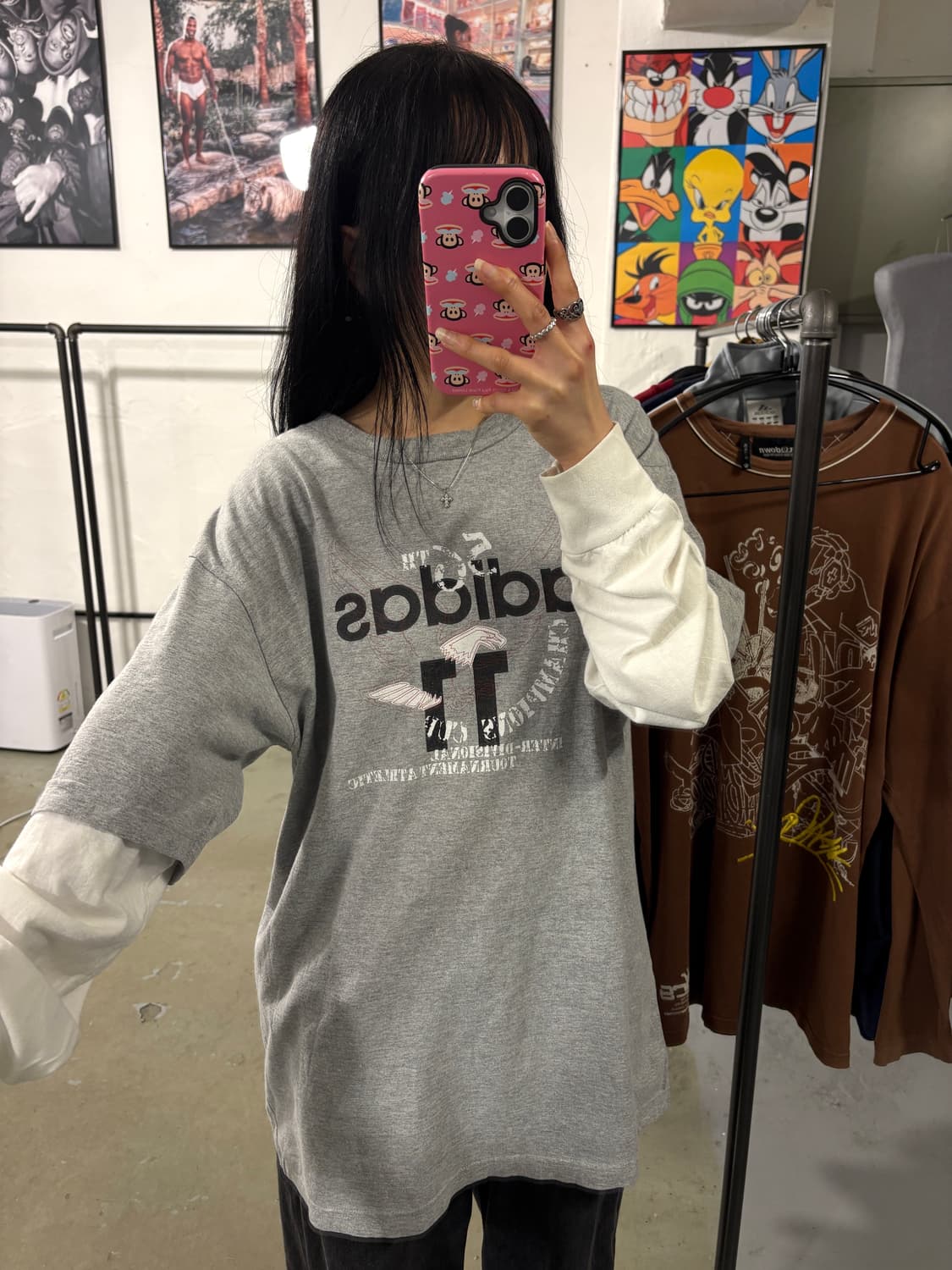 아디다스 빈티지 레이어드 롱슬리브 상품이미지1