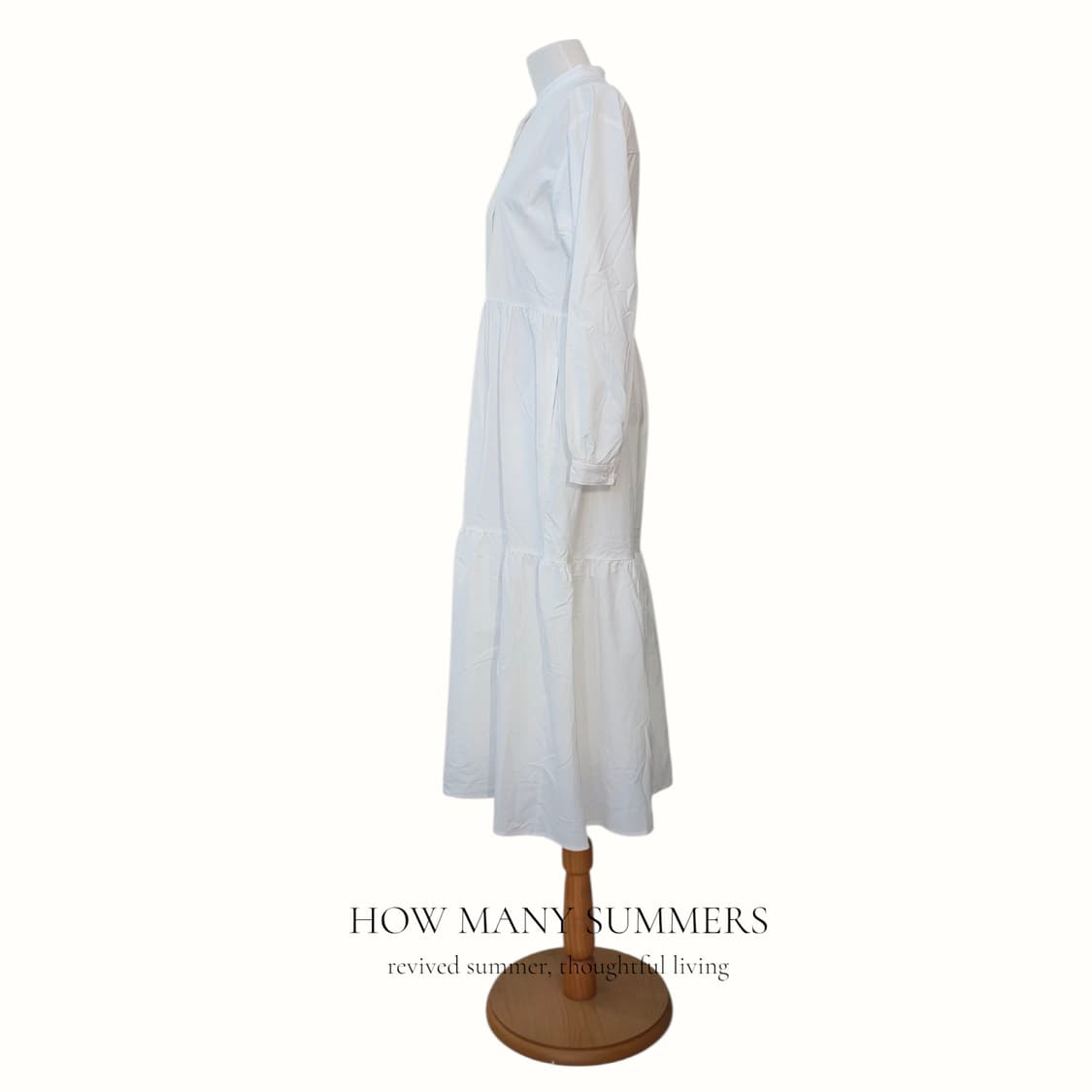 GU 화이트 셔츠 롱 원피스 S 캉캉 밴드카라 긴팔 상품이미지2
