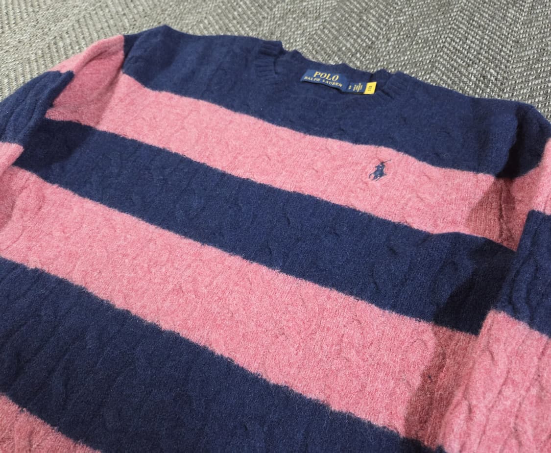 신형 QR 폴로 랄프로렌 스트라이프 케이블 니트 상품이미지3