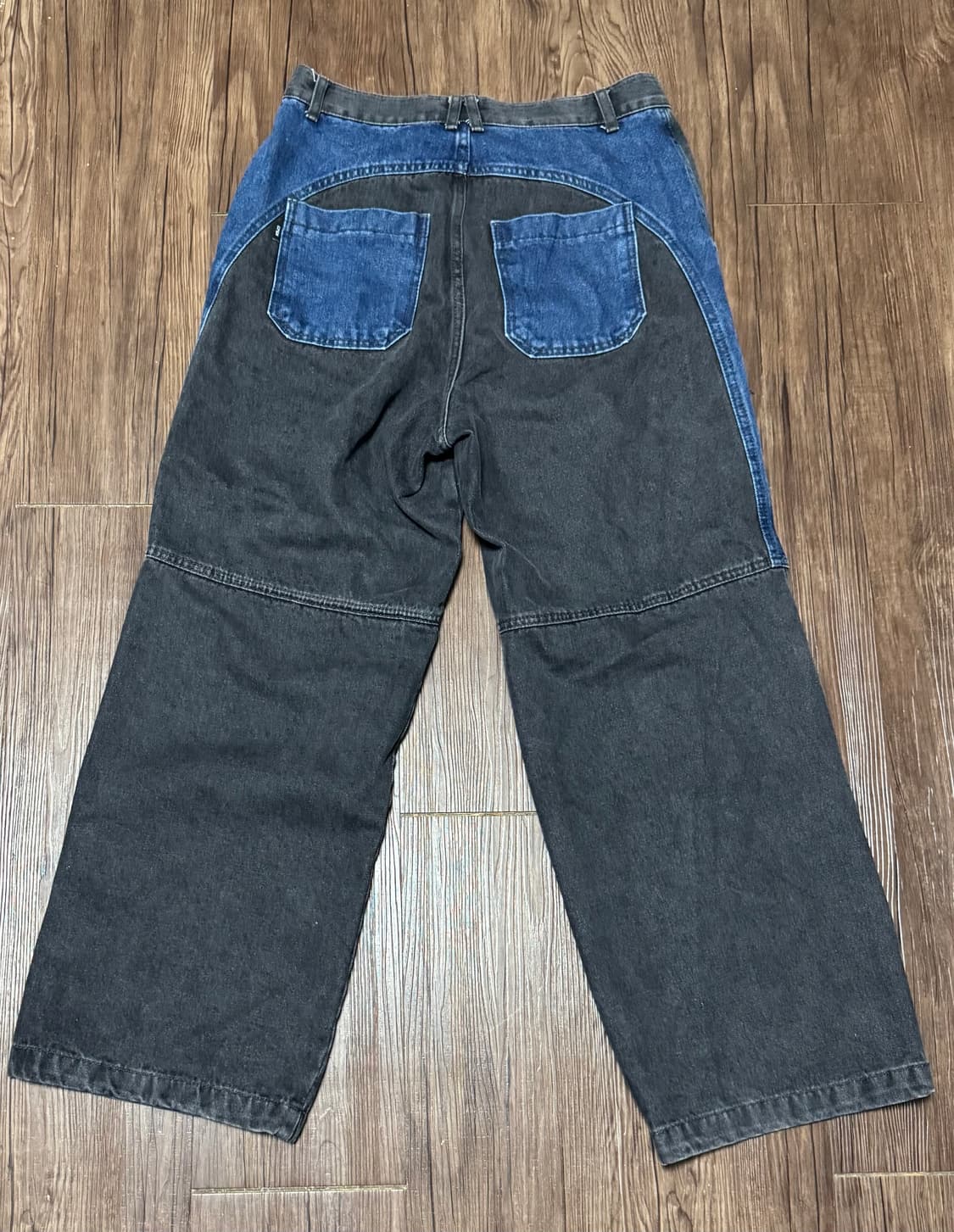 믹스드 절개 와이드 데님 팬츠 워시드블루 상품이미지2