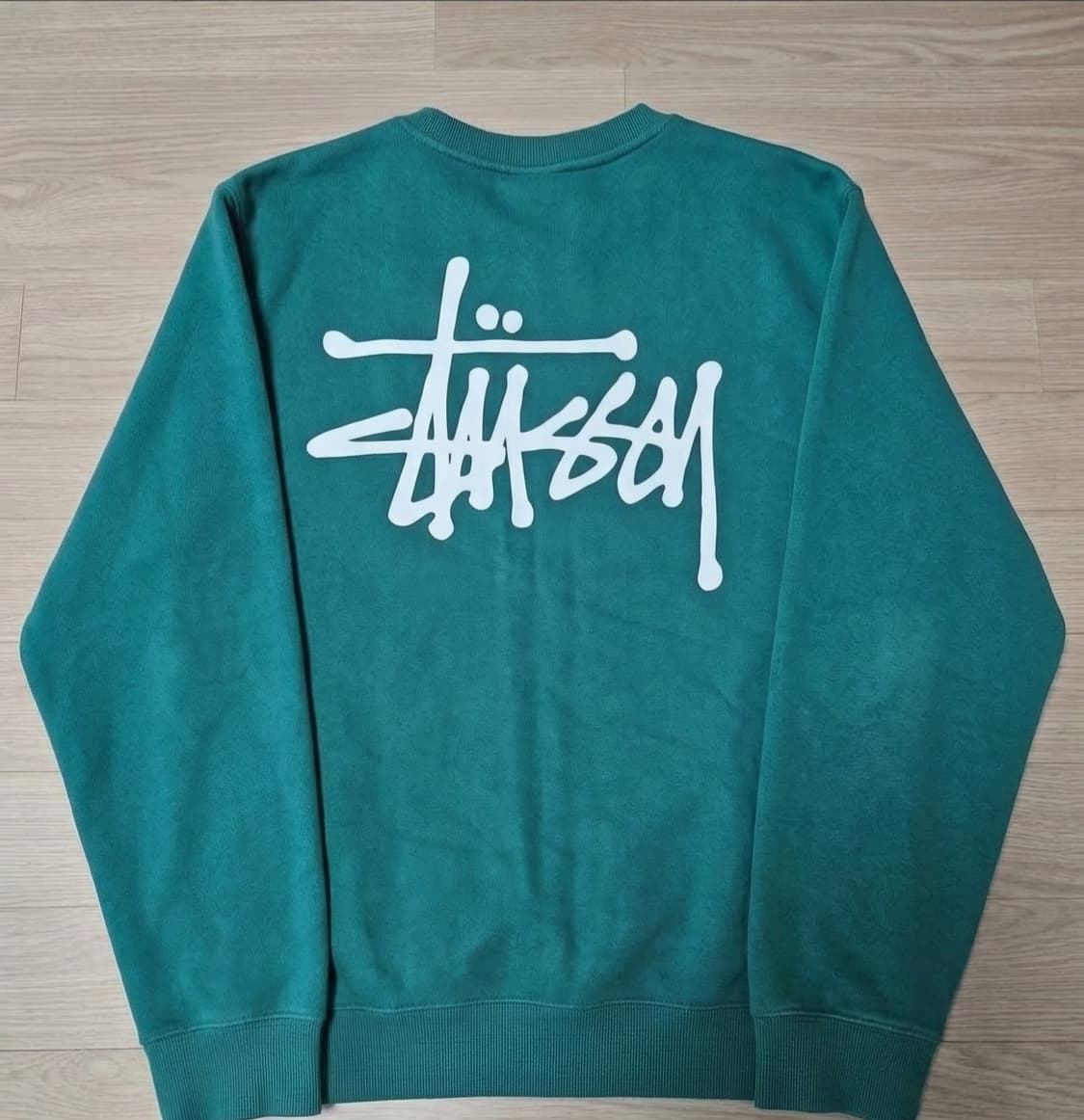 정품 스투시 베이직 로고 맨투맨 그린 XL 상품이미지2