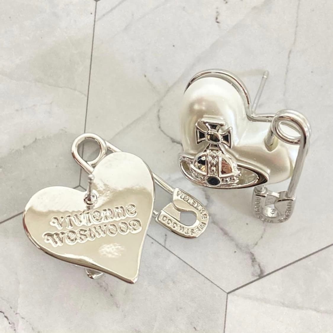 비비안웨스트우드 아카이브 오리에타 진주펄 하트 orb 귀걸이 상품이미지4