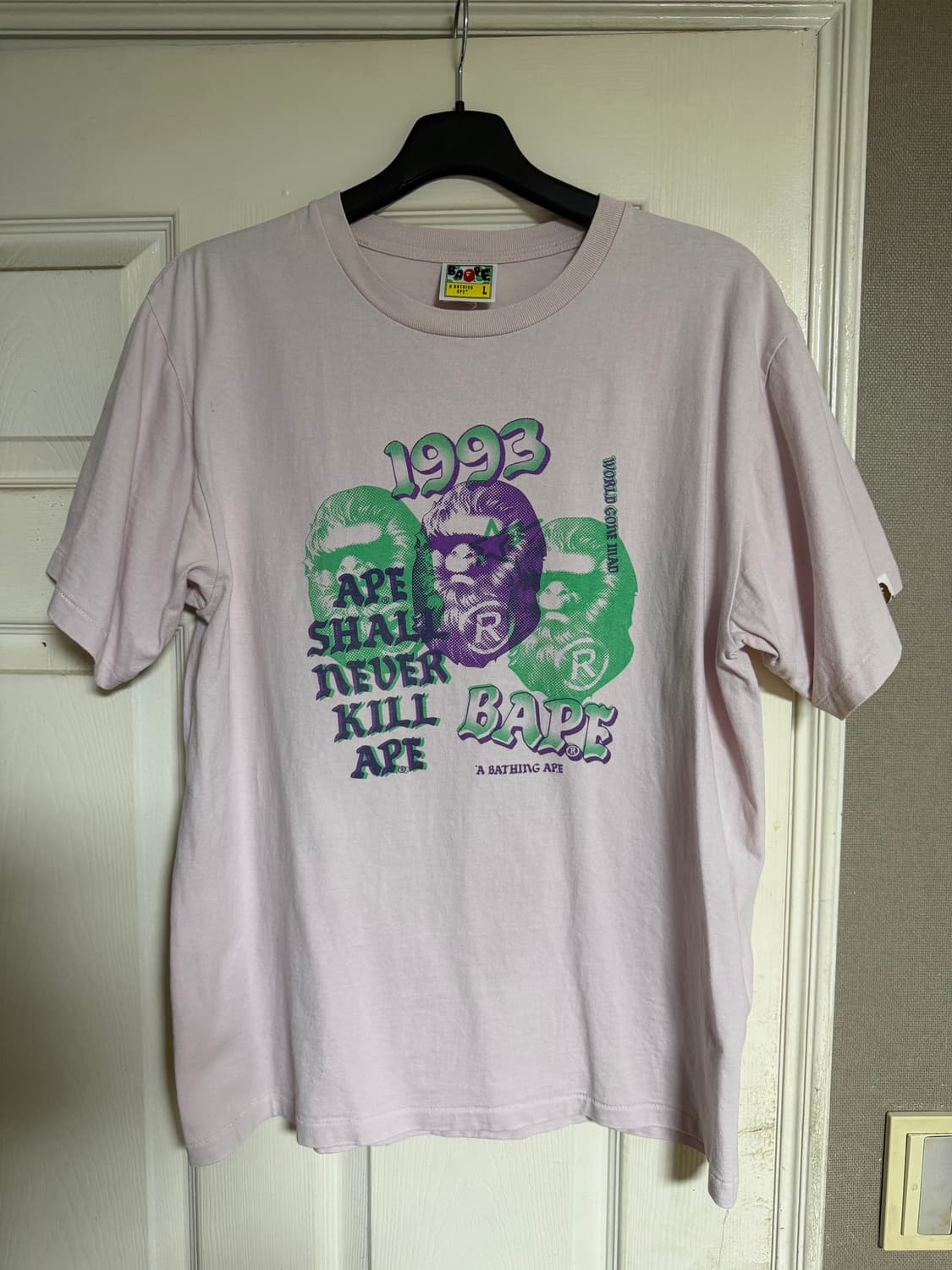 bape 핑크 반팔티 L pink 상품이미지1