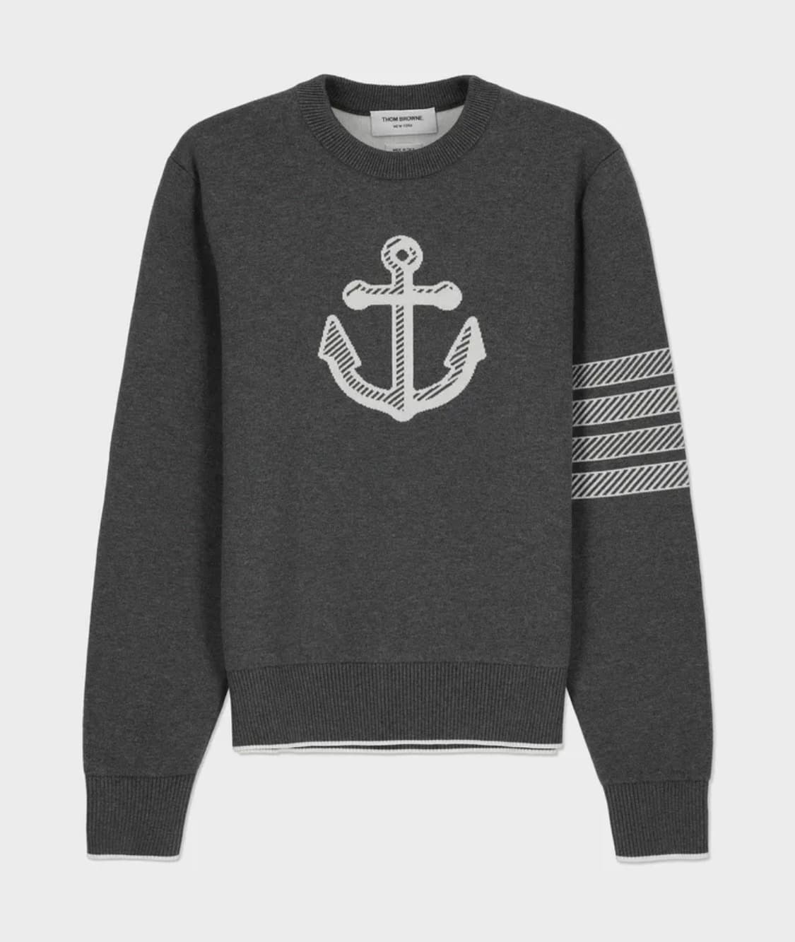 [3] 톰브라운 4 바 앵커 로고 자수 니트 그레이 상품이미지1