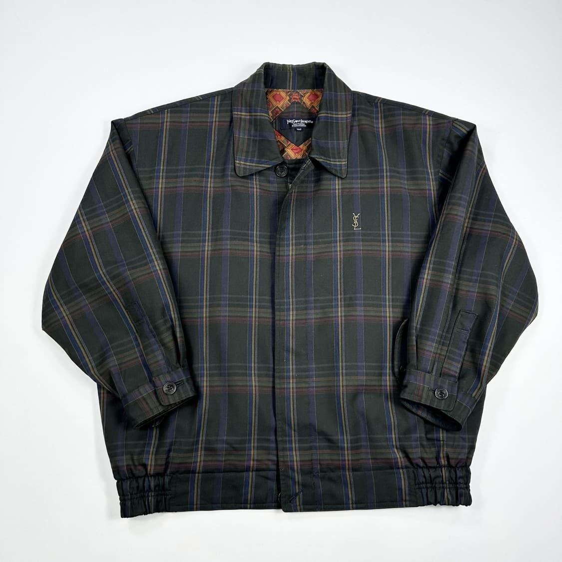 입생로랑 레트로 체크 블루종 자켓 (L) 상품이미지2