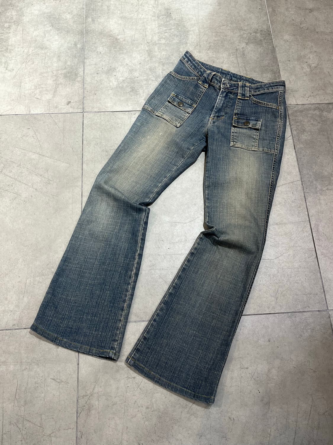 일본 빈티지 미니 카고 포켓 부츠컷 데님 팬츠 상품이미지1