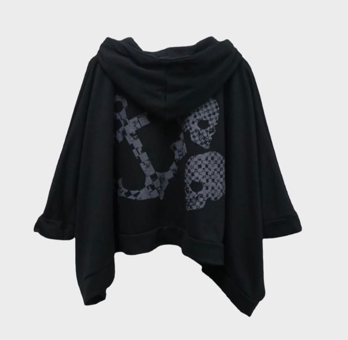 펑크 이모 해골 스컬 후드 판초 상품이미지1