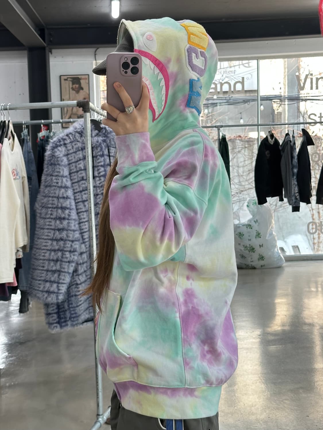 베이프 샤크 타이다이 풀 후드집업 상품이미지2