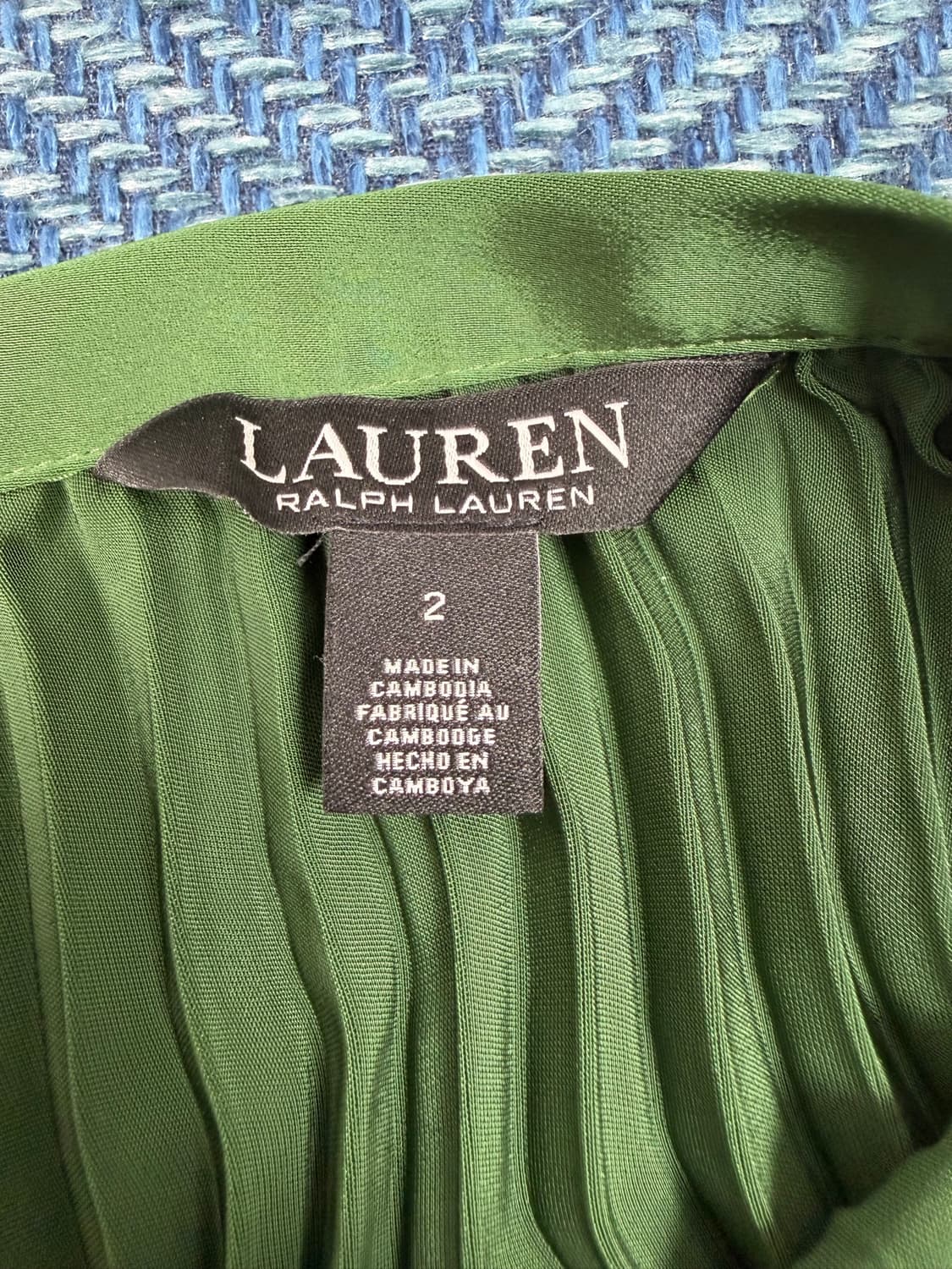 Lauren Ralph Lauren 올리브 그린 플리츠 미디 스커트 상품이미지3