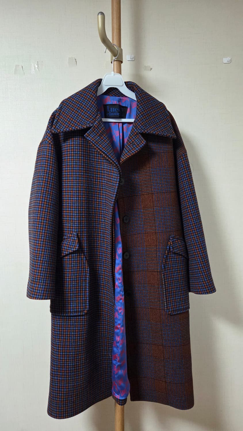 럭키슈에뜨 체크 롱코트 상품이미지1