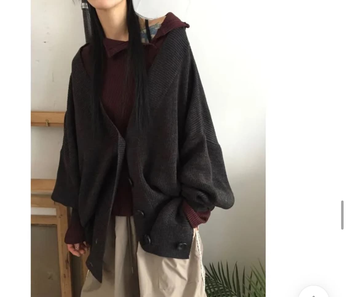 모래하우스 로브 오버 가디건 차콜 상품이미지1