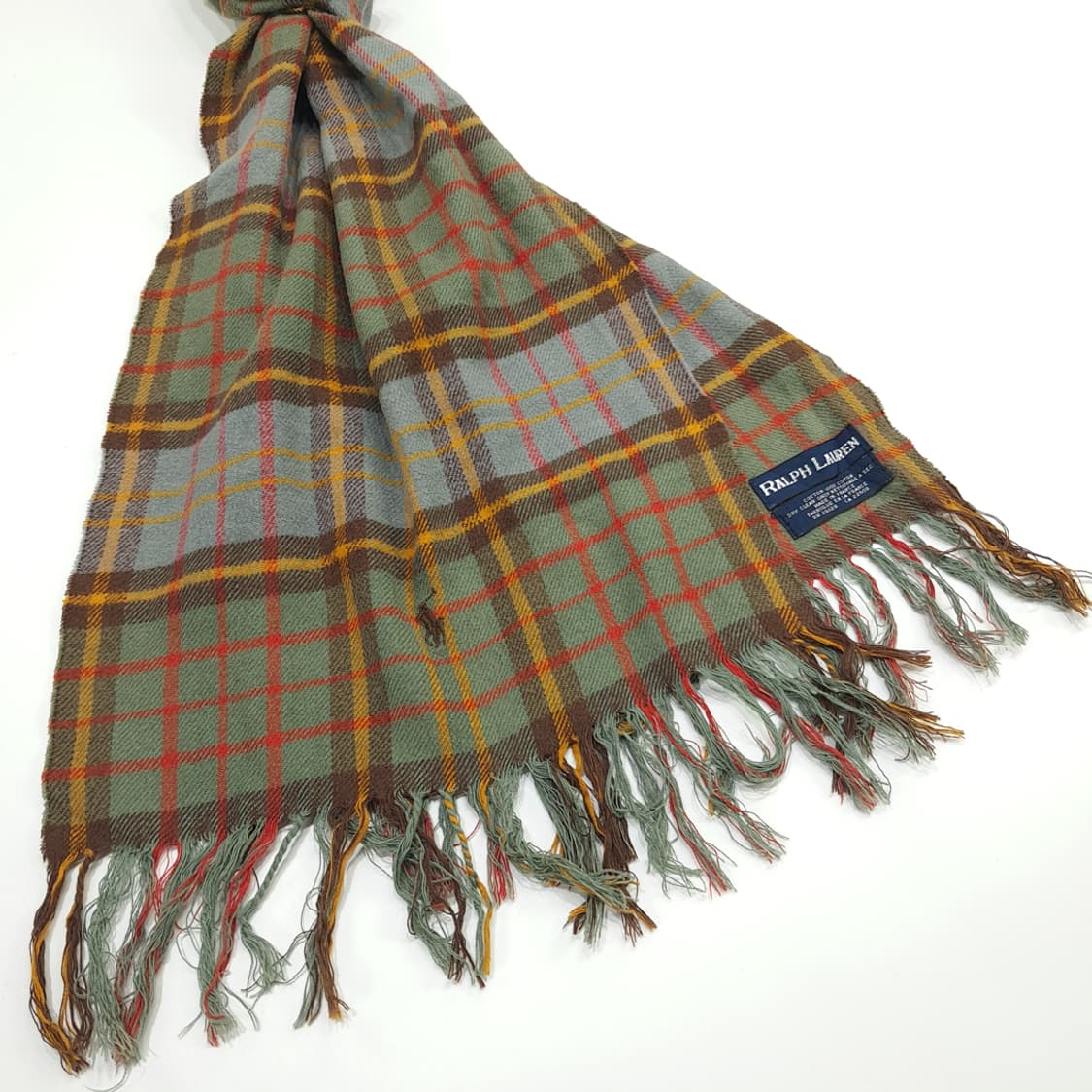 MX107 폴로 랄프로렌 클래식 하이랜드체크 프랑스코튼 스카프 숄 머플러 상품이미지4