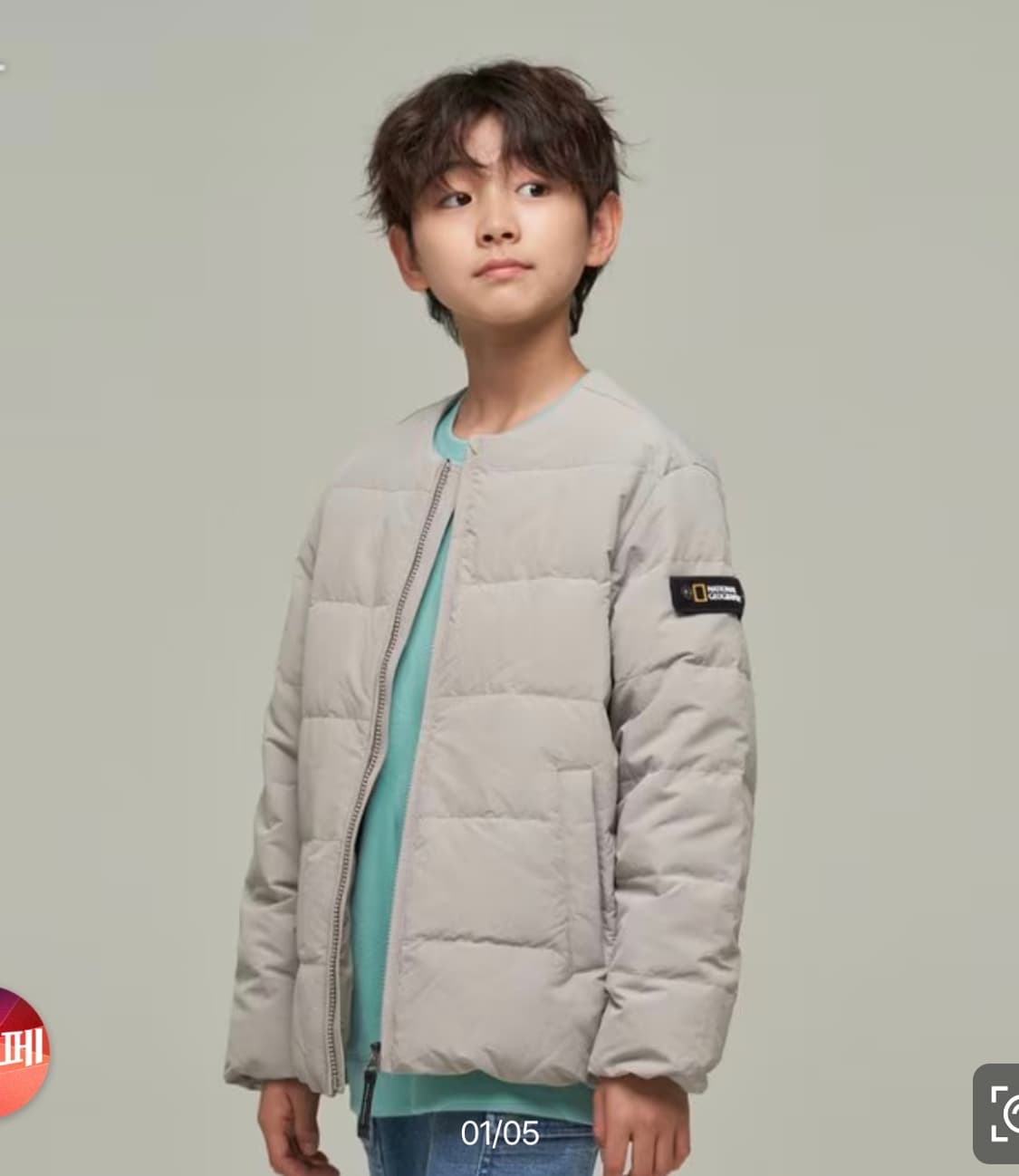 내셔널지오그래픽 키즈 경량패딩 130 라이트 베이지 상품이미지10