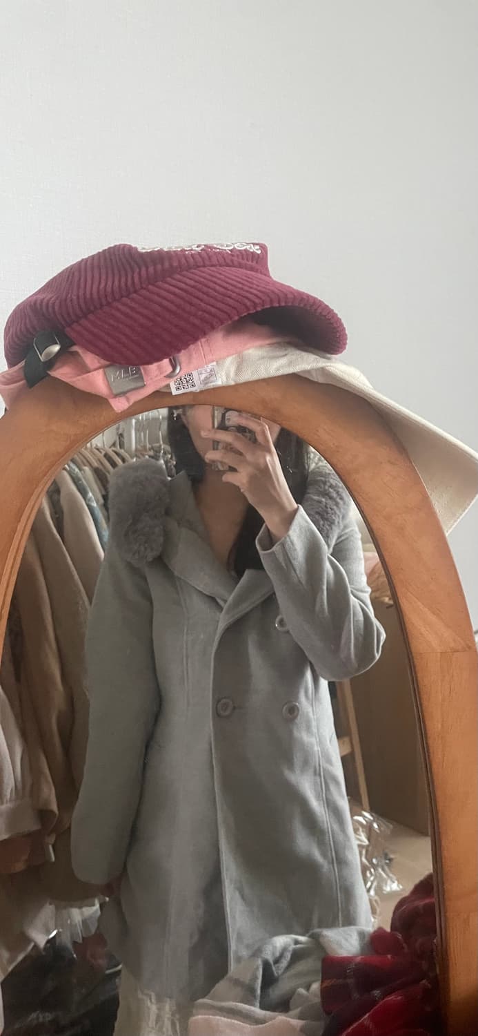 모리걸 빈티지 그레이 퍼후드 코트 🩶 상품이미지6