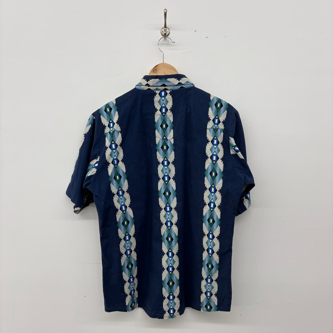 랭글러 웨스턴 남방 네이비 패턴 반팔셔츠 남성M 상품이미지5