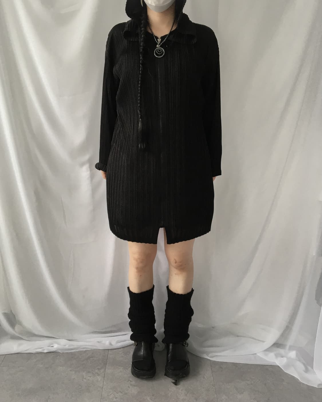 Fairy hood point pleats zip up 상품이미지1